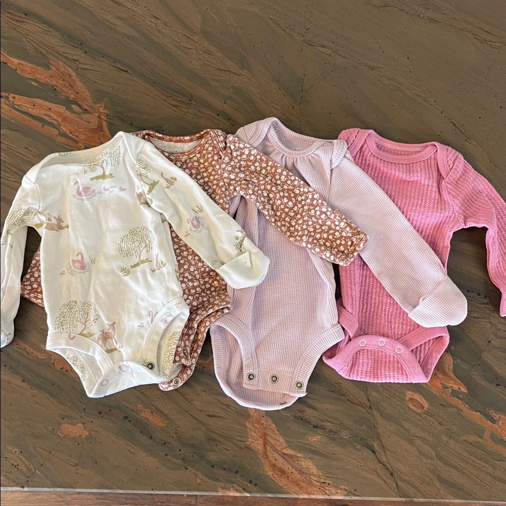 Carter's Long-Sleeve Baby One-Pieces in White, Rust, Lavender & Pink